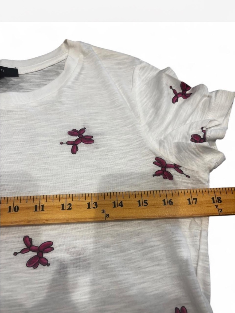 White Tee with Pink Balloon Dog Print
